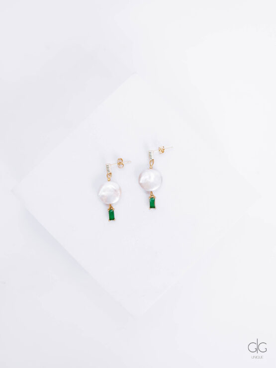 Earrings with Keshi pearls in green - GG UNIQUE
