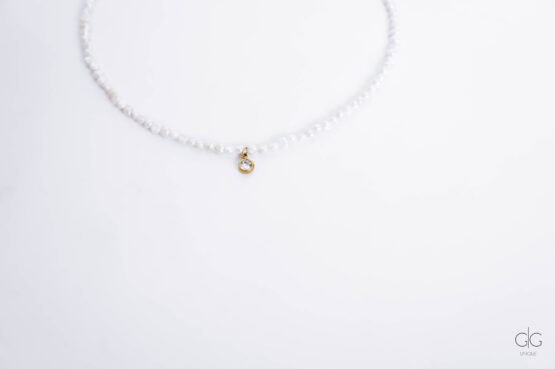 Elegant pearl necklace with zircon pendant - GG UNIQUE