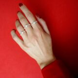 Twisted silver ring with zircon