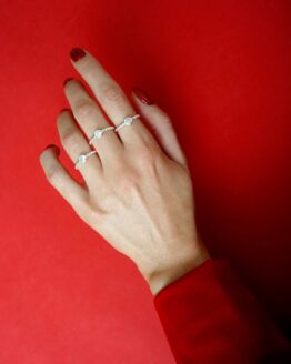 Twisted silver ring with zircon