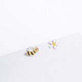 Silver bee and daisy earrings - GG UNIQUE