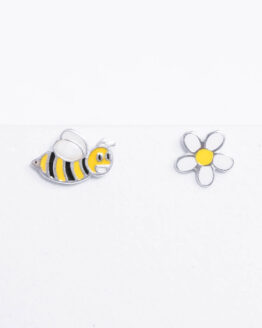 Silver bee and daisy earrings - GG UNIQUE