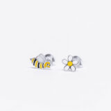 Silver bee and daisy earrings - GG UNIQUE