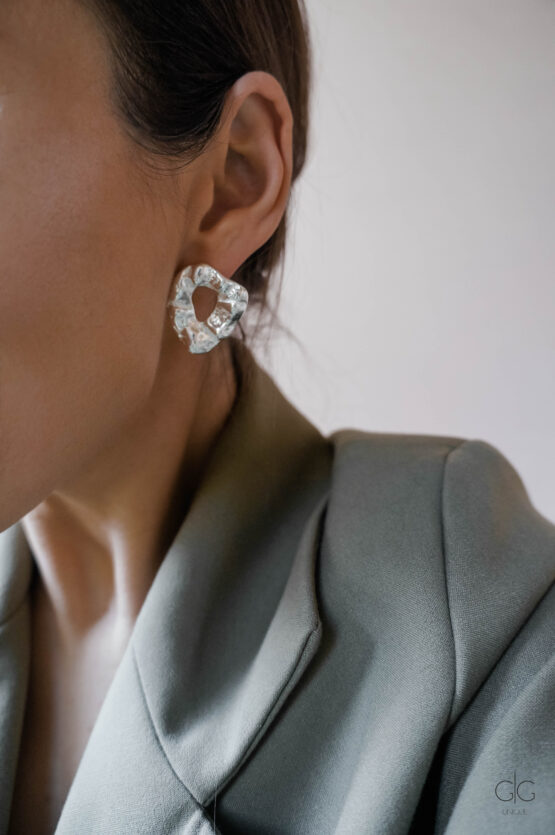 Massive irregular shape silver earrings - GG UNIQUE