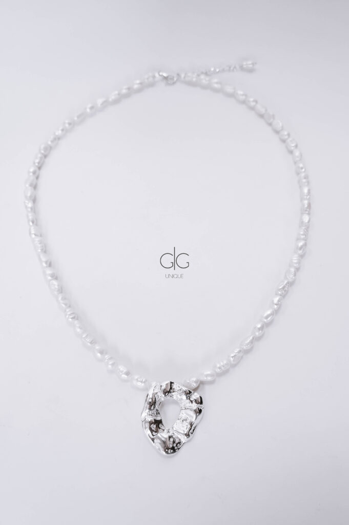 Pearl necklace with unique 925 silver detail - GG UNIQUE