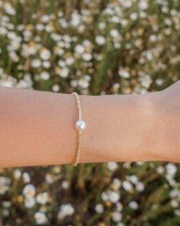 Yellow zircon bracelet with hematite and freshwater pearl – GG UNIQUE