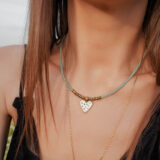 Green crystal necklace with heart – GG UNIQUE