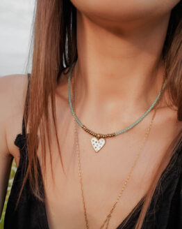 Green crystal necklace with heart – GG UNIQUE