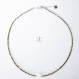 Green zircon necklace with hematite and freshwater pearl – GG UNIQUE