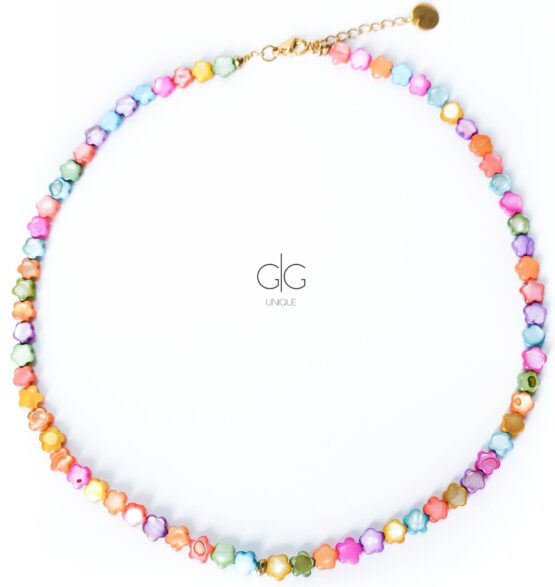 colorful flower shell necklace – GG UNIQUE