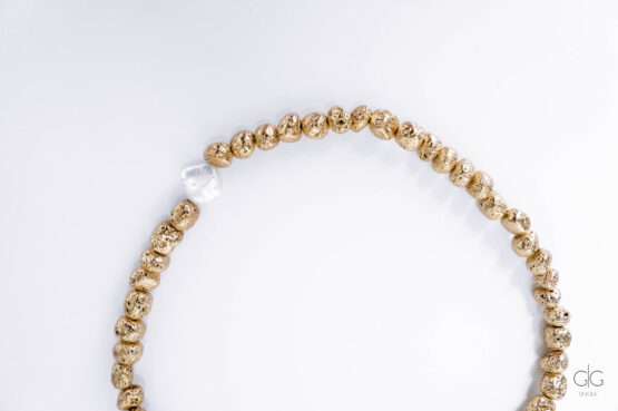 Gold Lava Stone Necklace with Freshwater Pearl - GG UNIQUE