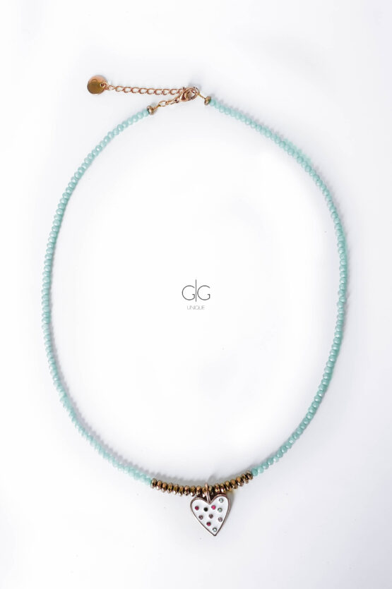 Green crystal necklace with heart – GG UNIQUE