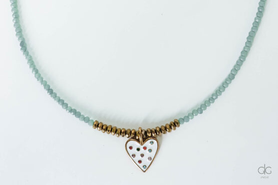 Green crystal necklace with heart – GG UNIQUE