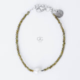 Green zircon bracelet with hematite and freshwater pearl – GG UNIQUE
