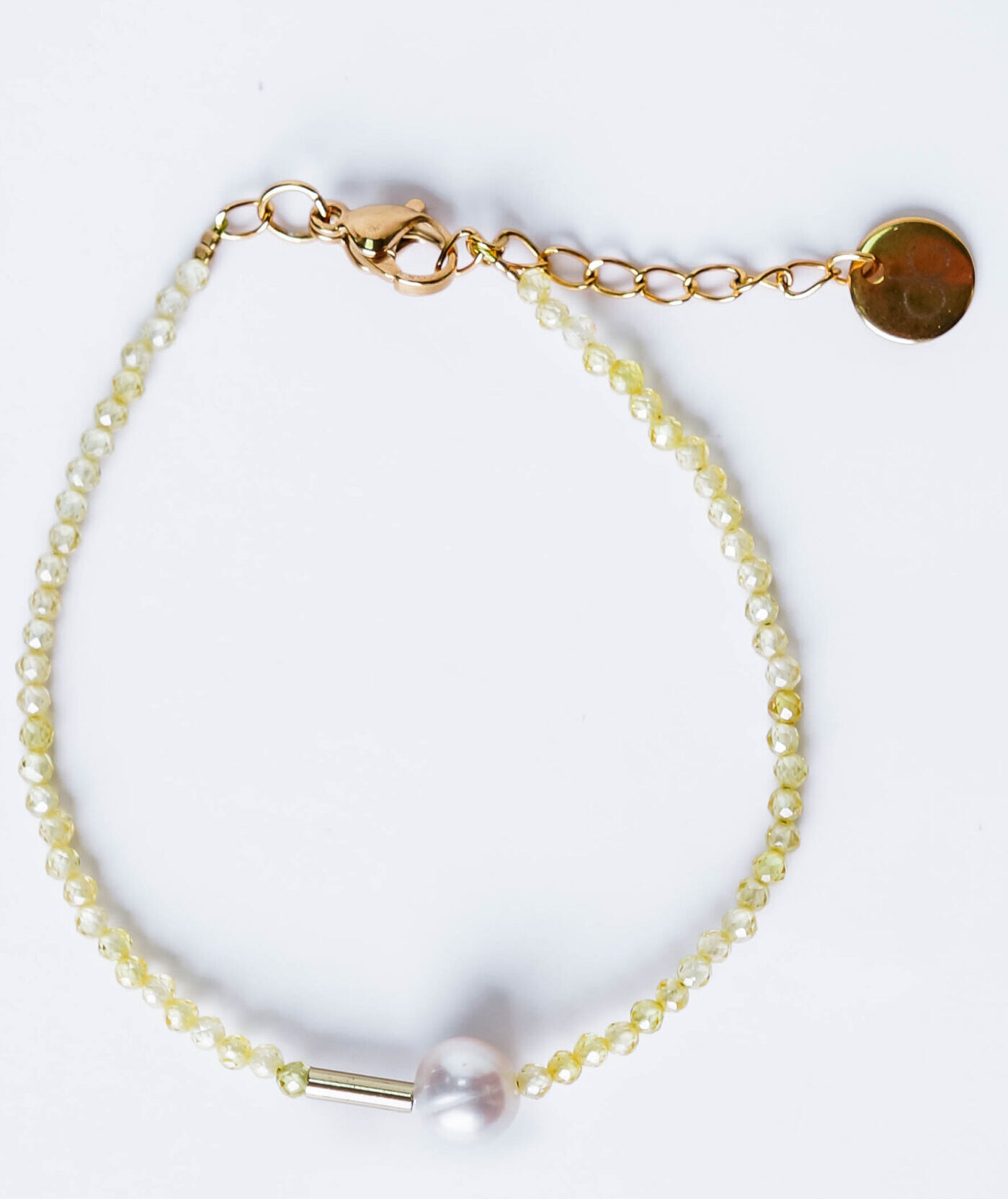 Yellow zircon bracelet with hematite and freshwater pearl – GG UNIQUE