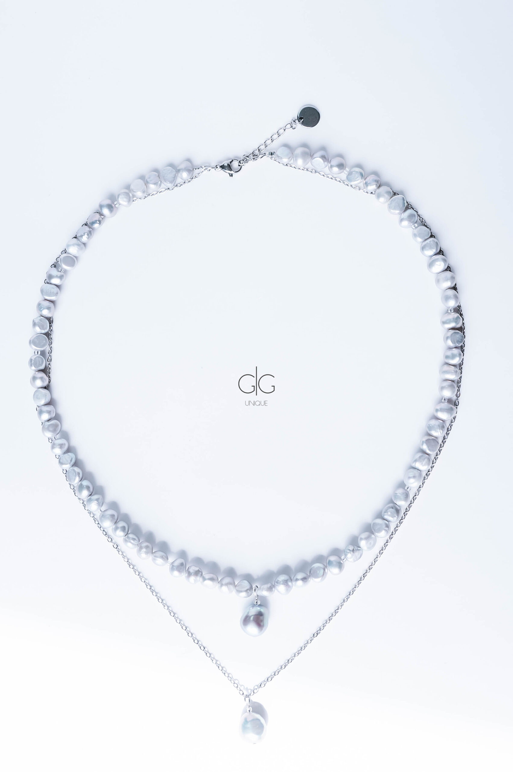 freshwater pearl necklace with chain and pearl – GG UNIQUE