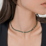 Malachite Stones Necklace With Silver Details - GG UNIQUE