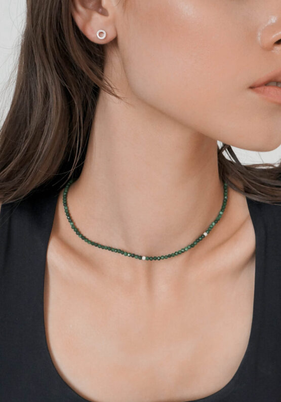 Malachite Stones Necklace With Silver Details - GG UNIQUE