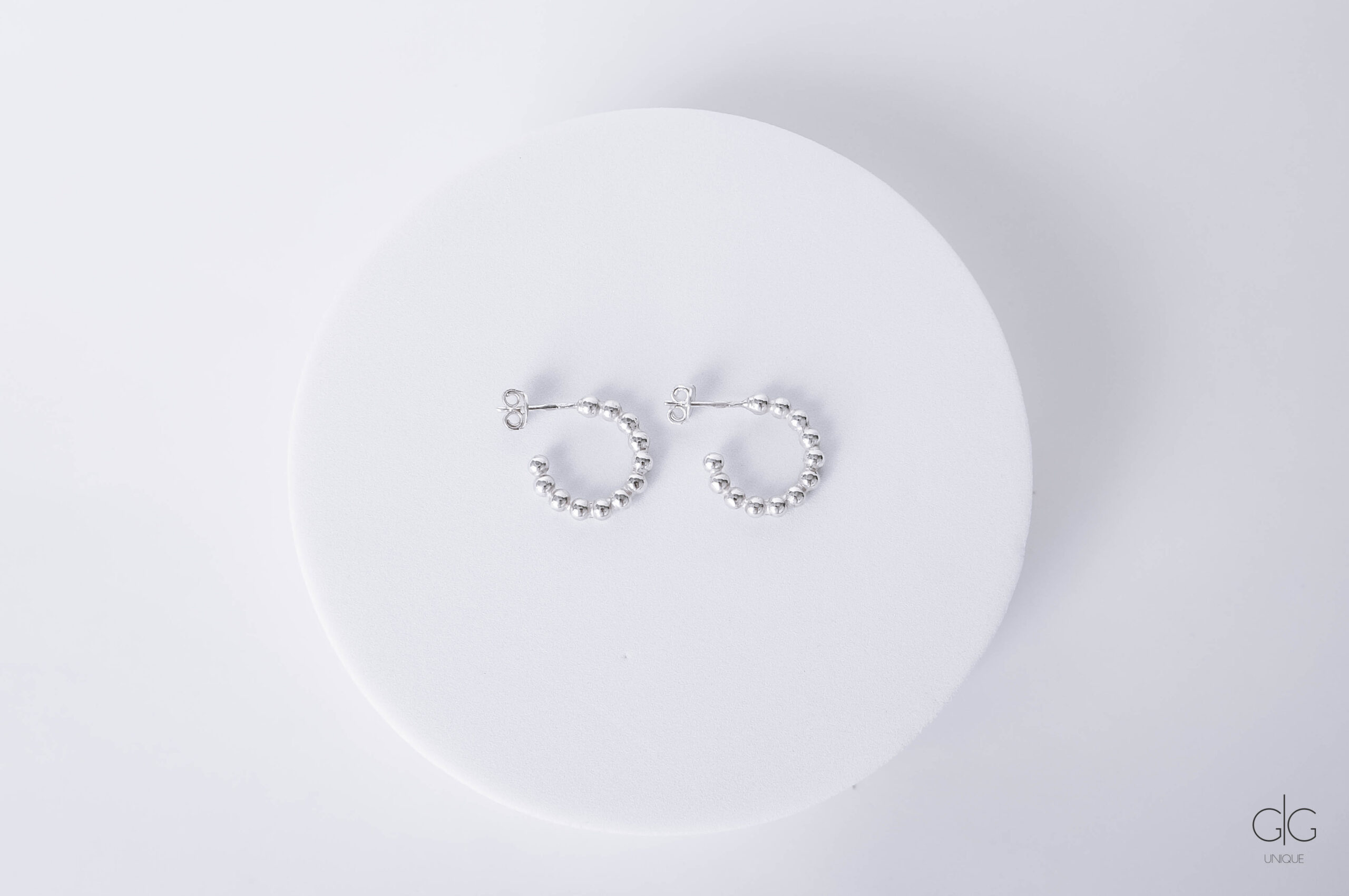 Silver Hoop Earrings with Bubbles - GG UNIQUE