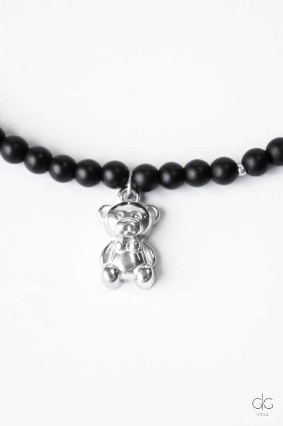 Teddy Bear Necklace with Onyx Stone - GG UNIQUE