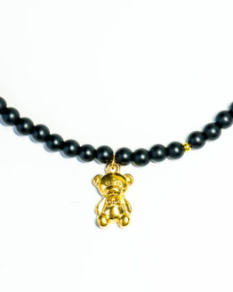 Teddy Bear Necklace with Onyx Stone - GG UNIQUE