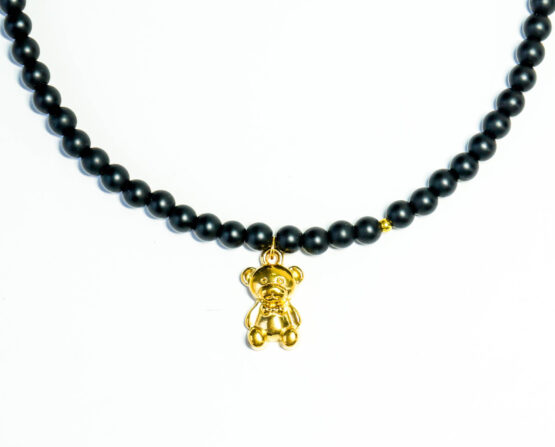 Teddy Bear Necklace with Onyx Stone - GG UNIQUE