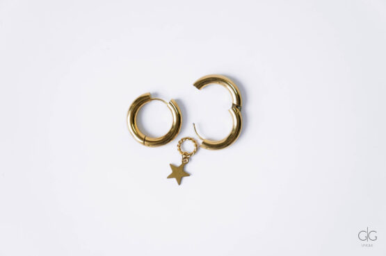 Gold plated hoop earrings with removable star pendant - GG UNIQUE