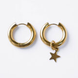 Gold plated hoop earrings with removable star pendant - GG UNIQUE