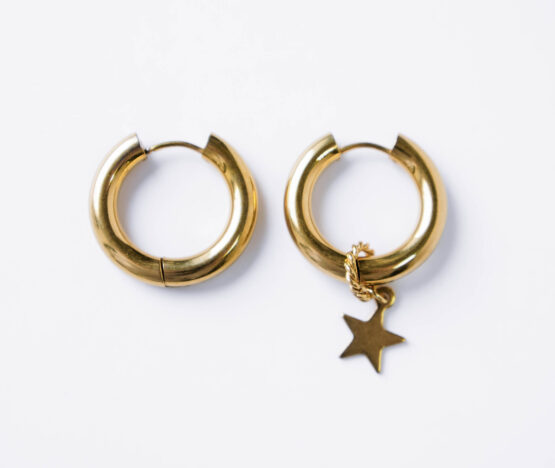 Gold plated hoop earrings with removable star pendant - GG UNIQUE