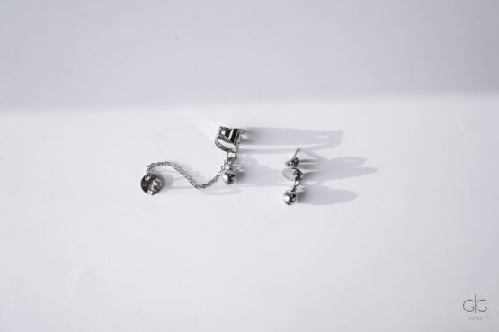 Stainless Steel Earrings with Cuff - GG UNIQUE