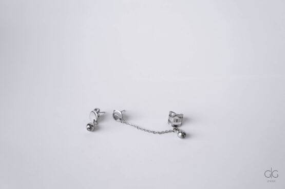 Stainless Steel Earrings with Cuff - GG UNIQUE