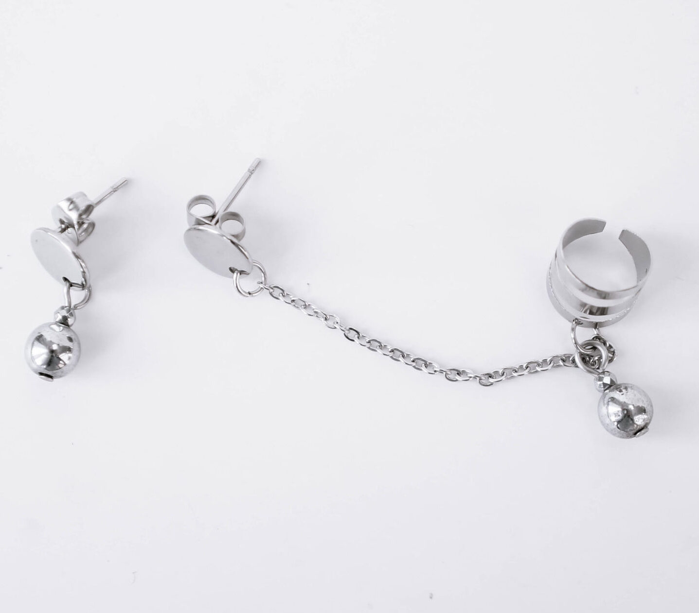 Stainless Steel Earrings with Cuff - GG UNIQUE