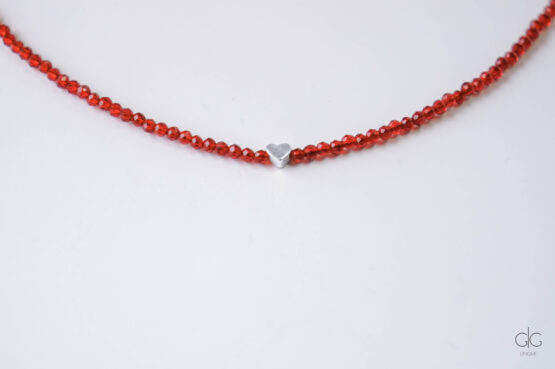 Red Zircon Necklace with 925 Silver Heart - GG UNIQUE