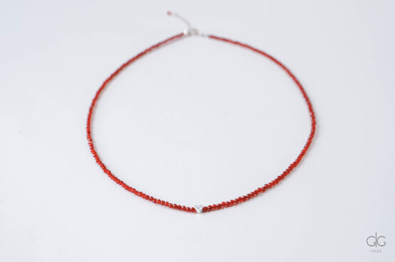 Red Zircon Necklace with 925 Silver Heart - GG UNIQUE