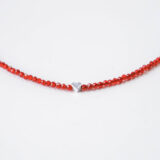 Red Zircon Necklace with 925 Silver Heart - GG UNIQUE