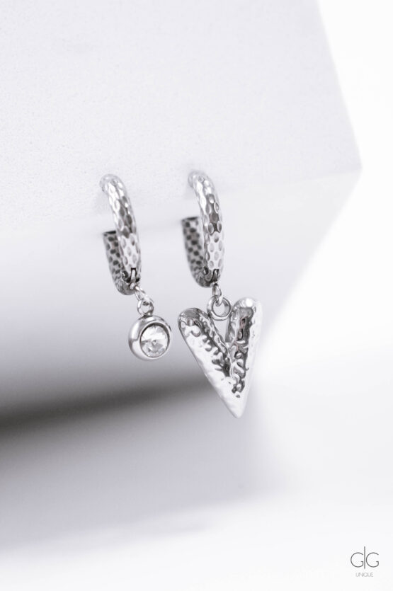 Heart and Zircon Hoop Earrings - GG UNIQUE