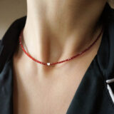 Red Zircon Necklace with 925 Silver Heart - GG UNIQUE