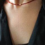 Red Zircon Necklace with 925 Silver Heart - GG UNIQUE