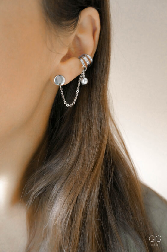 Stainless Steel Earrings with Cuff - GG UNIQUE