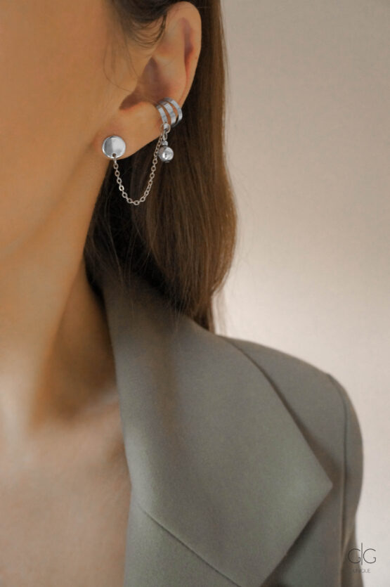 Stainless Steel Earrings with Cuff - GG UNIQUE