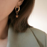 Gold plated hoop earrings with removable star pendant - GG UNIQUE