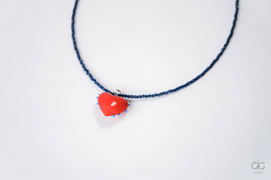 Crystal Necklace with Glass Heart - GG UNIQUE