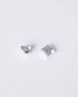 925 Silver heart and cube earrings - GG UNIQUE