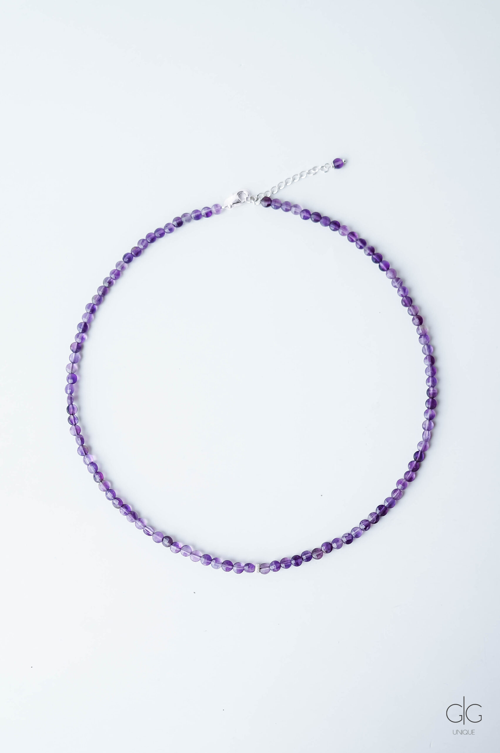 Amethyst stone necklace with 925 silver - GG UNIQUE