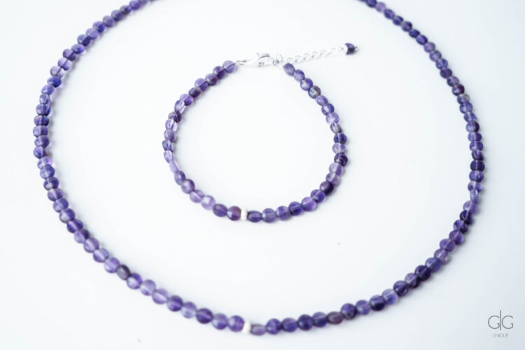 Amethyst stone necklace with 925 silver - GG UNIQUE