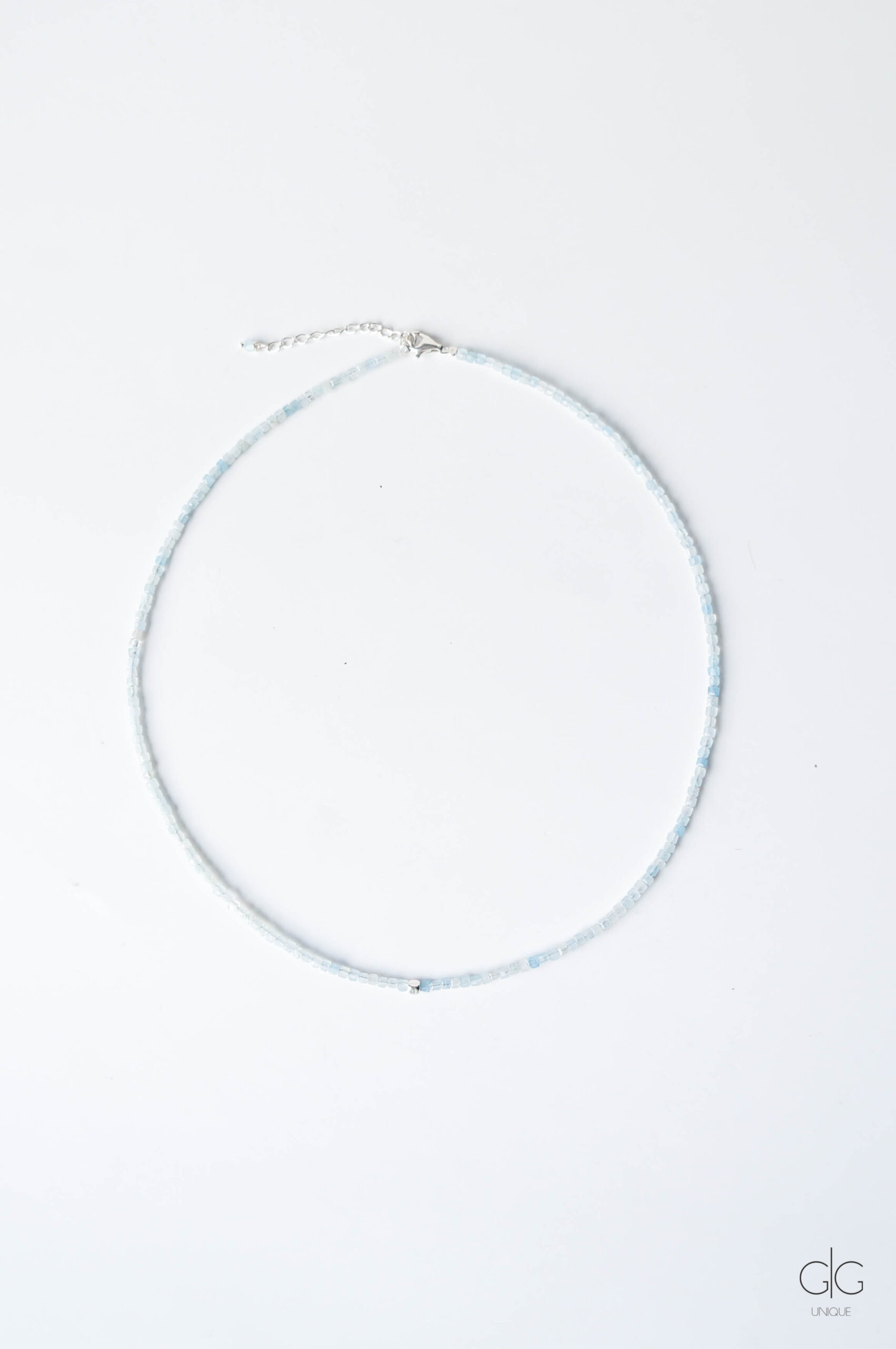 aquamarine stone necklace with 925 silver - GG UNIQUE