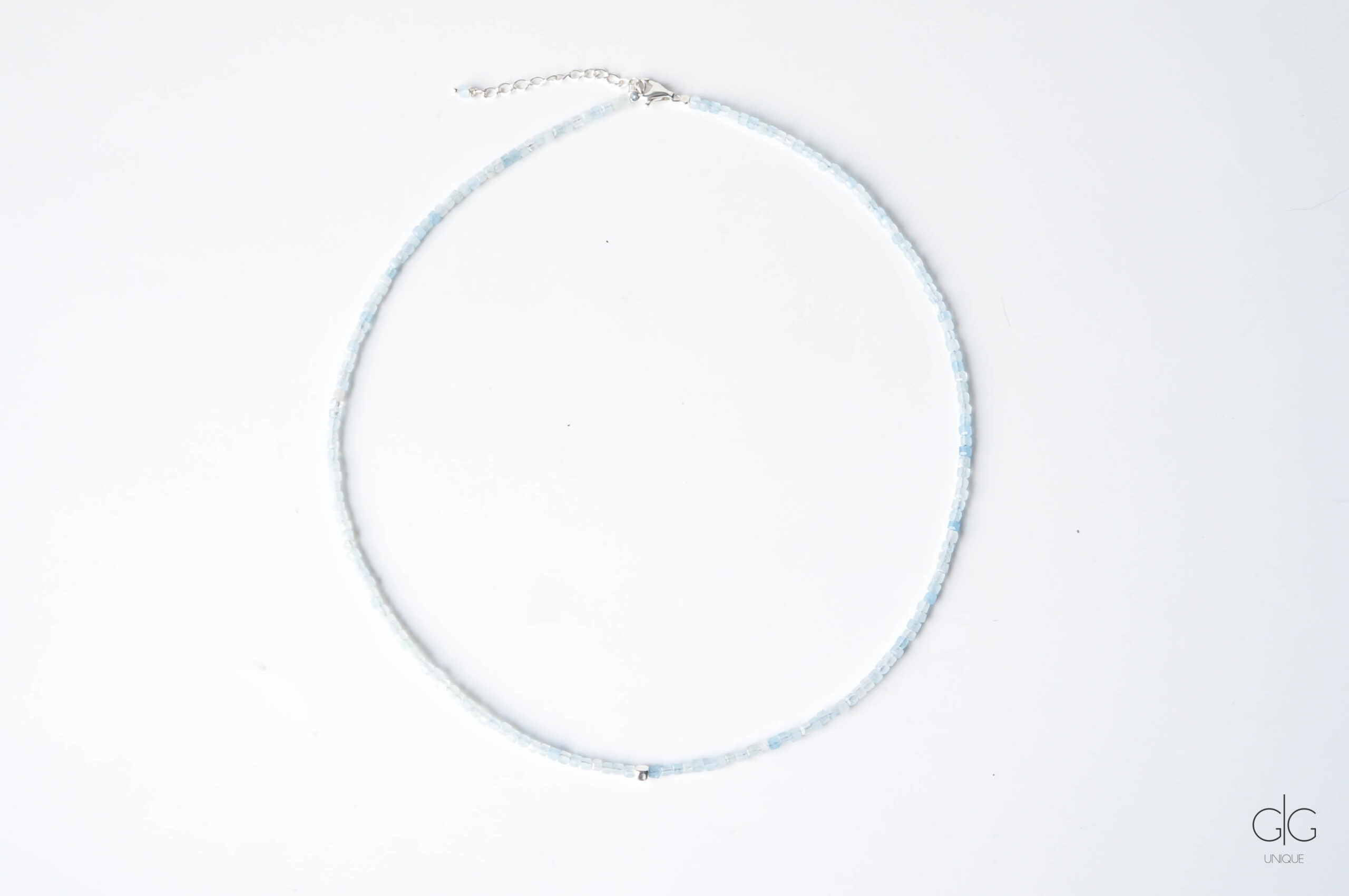 aquamarine stone necklace with 925 silver - GG UNIQUE