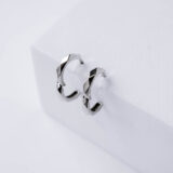 Unisex 925 rhodium silver hoop earrings - GG UNIQUE