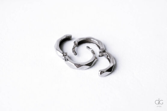 Unisex 925 rhodium silver hoop earrings - GG UNIQUE