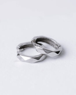 Unisex 925 rhodium silver hoop earrings - GG UNIQUE